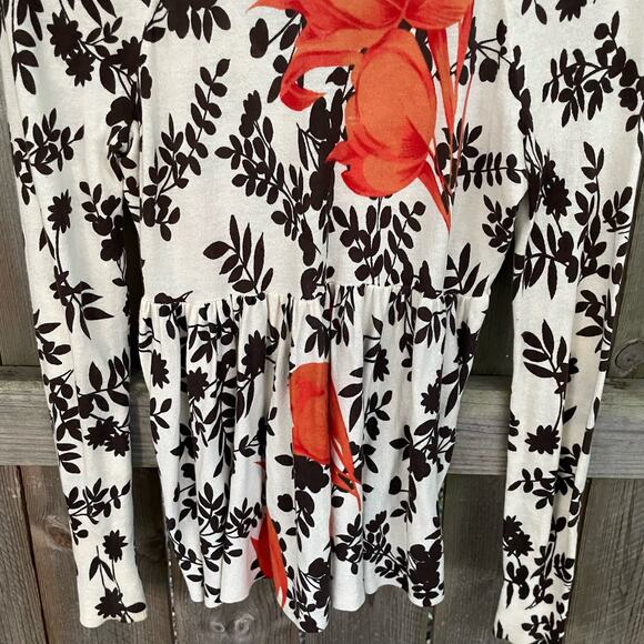 Anthropologie Sparrow Floral Tulips Cardigan Sweater White Brown Small - Picture 6 of 9
